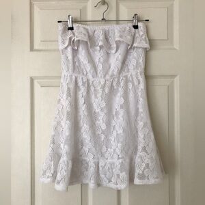 Wet Seal Strapless Lace Mini Dress White Size Large